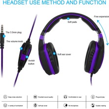 Sades AH28 3.5mm Stereo Ses Kablolu Gaming Headset Siyah Mor (Yurt Dışından)