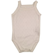 Baby Flor Body Ip Askılı Jakarlı Büyük Beyaz
