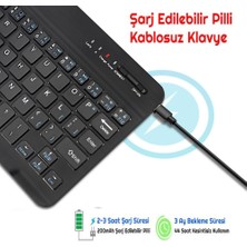 Duhaline Hometech Alfa 7lm 7" Uyumlu Bluetooth Tablet Klavyesi Mini Slim Şarjlı Kablosuz Klavye