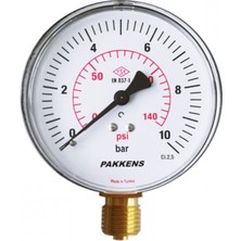 Pakkens 100MM 0/40 Bar 1/2 Alt Bağlantılı Kuru Tip Manometre