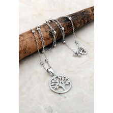 Sümer Telkari Hayat Ağacı Dorika Rodyumlu 925 Ayar Gümüş Kolye 7185