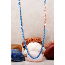 Sümer Telkari Pullu Turkuaz Taşlı Rose Gümüş  Kolye