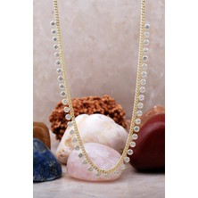 Sümer Telkari Sıra Taşlı Altın Yaldızlı Gümüş Choker  Kolye