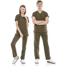 Çatı Medikal Ultralycra Basic - Doktor Hemşire Forma Takımı Unisex Haki