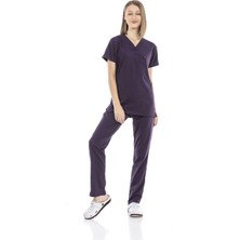 Çatı Medikal Ultralycra Basic - Doktor Hemşire Forma Takımı Unisex Koyu Mor