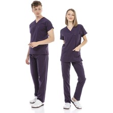 Çatı Medikal Ultralycra Basic - Doktor Hemşire Forma Takımı Unisex Koyu Mor