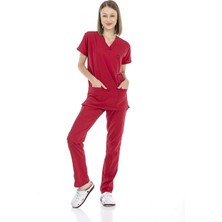 Çatı Medikal Ultralycra Basic - Doktor Hemşire Forma Takımı Unisex Kırmızı