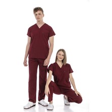 Çatı Medikal Ultralycra Basic - Doktor Hemşire Forma Takımı Unisex Bordo