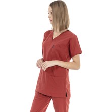 Çatı Medikal Ultralycra Basic - Doktor Hemşire Forma Takımı Unisex Kiremit
