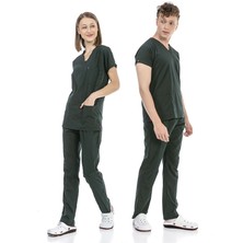 Çatı Medikal Ultralycra Basic - Doktor Hemşire Forma Takımı Unisex Koyu Yeşil