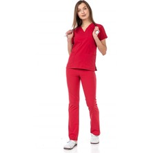 Çatı Medikal Ultralycra Spaniard - Doktor Hemşire Forma Takımı Kadın Kırmızı