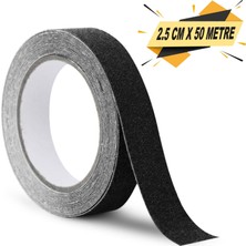 Badem10 Merdiven Zemin Kaydırmaz Bant Yapışkanlı Kaymaz Bant Siyah 2.5 cm x 50 Metre