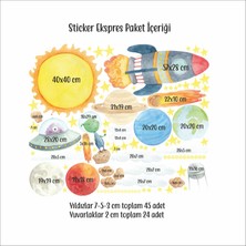 Sticker Ekspres Uzayda Bir Gün Uzay Temalı Çocuk Odası Duvar Sticker Seti