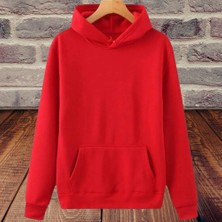 Amor Woman Kapüşonlu 3 Iplik Kalın Içi Komple Polar Kanguru Cep Pamuk Kadın Sweatshirt