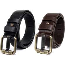 Livize Erkek Deri 4,5 cm Kot Kemeri Ikili