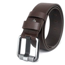 Livize Erkek Deri 4,5 cm Borulu Kot Kemeri Kahverengi