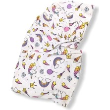 Bebek Özel  Pamuklu Bebek ve Çocuk Lastikli Çarşaf Beyaz Unicorn 90x200 cm