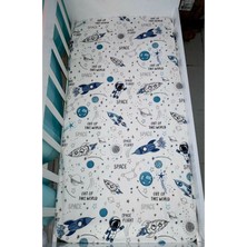 Bebek Özel  Pamuklu Bebek ve Çocuk Lastikli Çarşaf Uzay Desen 90x200 cm