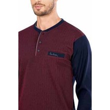 Pierre Cardin  5467 Uzun Kollu Jakarlı Erkek Pijama Takımı-Bordo