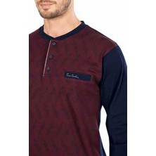 Pierre Cardin  5470 Uzun Kollu Jakarlı Erkek Pijama Takımı-Bordo