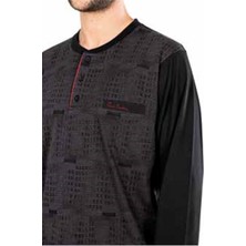 Pierre Cardin  5470 Uzun Kollu Jakarlı Erkek Pijama Takımı-Siyah