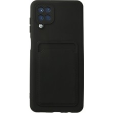Nevarium Samsung Galaxy A12 Kılıf Kartvizitli Silikon Kelvin - Siyah