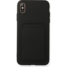 Nevarium iPhone Xs Max Kılıf Kartvizitli Silikon Kelvin - Siyah