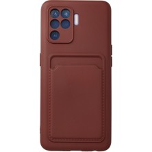 Nevarium Oppo Reno 5 Lite Kılıf Kartvizitli Silikon Kelvin - Bordo