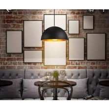 Riolight Retro,rustik,modern Mutfak,cafe,bar Üstü Için siyah Tekli Metal Sarkıt Avize ÇAP:40CM