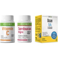 Voonka Vitamin C Çiğneme 62 Tableti+Sambucus Nigra 42 Çiğneme Tableti + D3 K2 Vitamini Damla 20 Ml
