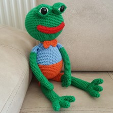 Binbir Trend El Örgüsü Amigurumi  Oyuncak Sevimli Kurbağa Kurbağacık 35 cm