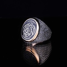 Nusnus  Mineli La Galibe Ilallah Yazılı 925 Ayar Gümüş Yüzük