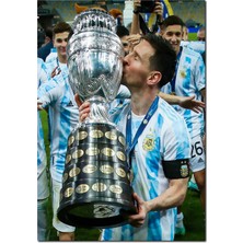 Cakatablo Ahşap Tablo Kupa Amerika 2021 Messi Kupa Sevinci