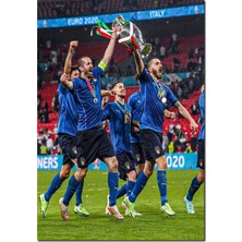 Cakatablo Ahşap Tablo Italya Uefa Euro 2021 Şampiyonluk Kupası Sahada