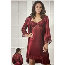Pierre Cardin 4075 2lı Saten Gecelik Sabahlık Takımı