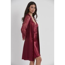 Pierre Cardin 4025 2lı Saten Gecelik Sabahlık Takımı