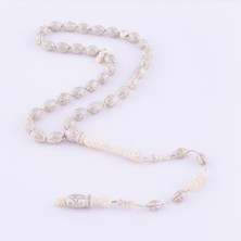 Nusnus  925 Ayar Gümüş Işlemeli Arpa Kesim Fildişi  39.5 gr Tesbih