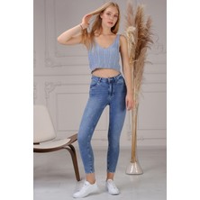 The Bark Nancy Kadın Skinny Jean Pantolon N804 Mavi