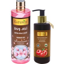 Naturix 2'li Set Aromatik Japon Kirazı Duş Jeli 400 ml + Nar Özlü C Vitaminli El Yüz Vücut Kremi 250 ml