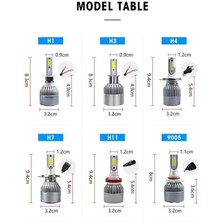 C6 LED Xenon 2 Adet H7 LED Xenon 46W 8600LM 6500K Far Ampülü  Seri =t-T-Xen