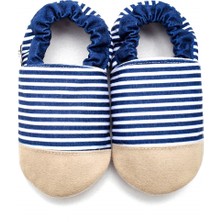 First Step Pamuk Astarlı Kaydırmaz Taban Patik-Lacivert ÇİZGİLİ-F-838
