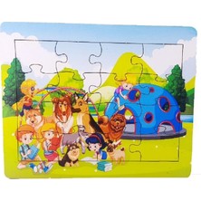 Woodylife Kitap Çocuklar Hayvanlar 16 Parça Puzzle Yapboz Eğitici Çocuk Oyuncak