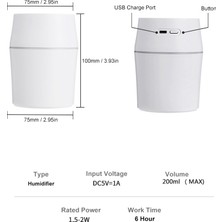 Foyou 200ML USB Mini Uçucu Yağ Difüzör Nemlendirici (Yurt Dışından)