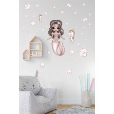 BK Decor Sevimli Deniz Kızı ve Deniz Atları Çocuk Odası Duvar Sticker