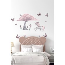 BK Decor Sevimli Unicorn, Ağaç ve Kelebekler Çocuk Odası Duvar Sticker