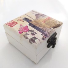 Hd Marketim Ahşap Dekoratif Aynalı Mücevher Takı Yüzük Kutusu Çanta Boy