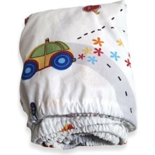 Bebek Özel %100 Pamuklu Bebek ve Çocuk Lastikli Çarşaf Trafik Arabalı 90X200