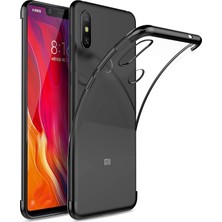 Ceppare Xiaomi Mi 8 Se Kılıf Köşeleri Lazer Boyalı Şeffaf Silikon Siyah