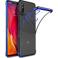 Ceppare Xiaomi Mi 8 Se Kılıf Köşeleri Lazer Boyalı Şeffaf Silikon Mavi