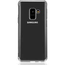 Ceppare Samsung Galaxy A6 2018 Kılıf Köşeleri Lazer Boyalı Şeffaf Silikon Gri